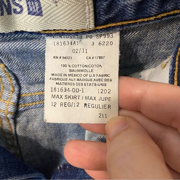 Vintage GAP Classic Blue Jean Skirt midi maxi bareback cotton flare modest 12 - Picture 7 of 8